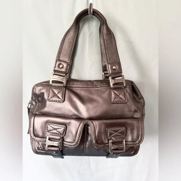 Michael Kors Stunning Pewter Leather Doctors Stachel Bag EUC - Picture 1 of 5